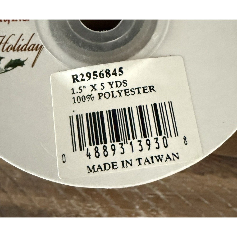 (2) RAZ Imports Christmas Ribbon Green Beaded Holly Leaves Sparkle 1.5" 3 yds Ea - Picture 8 of 8
